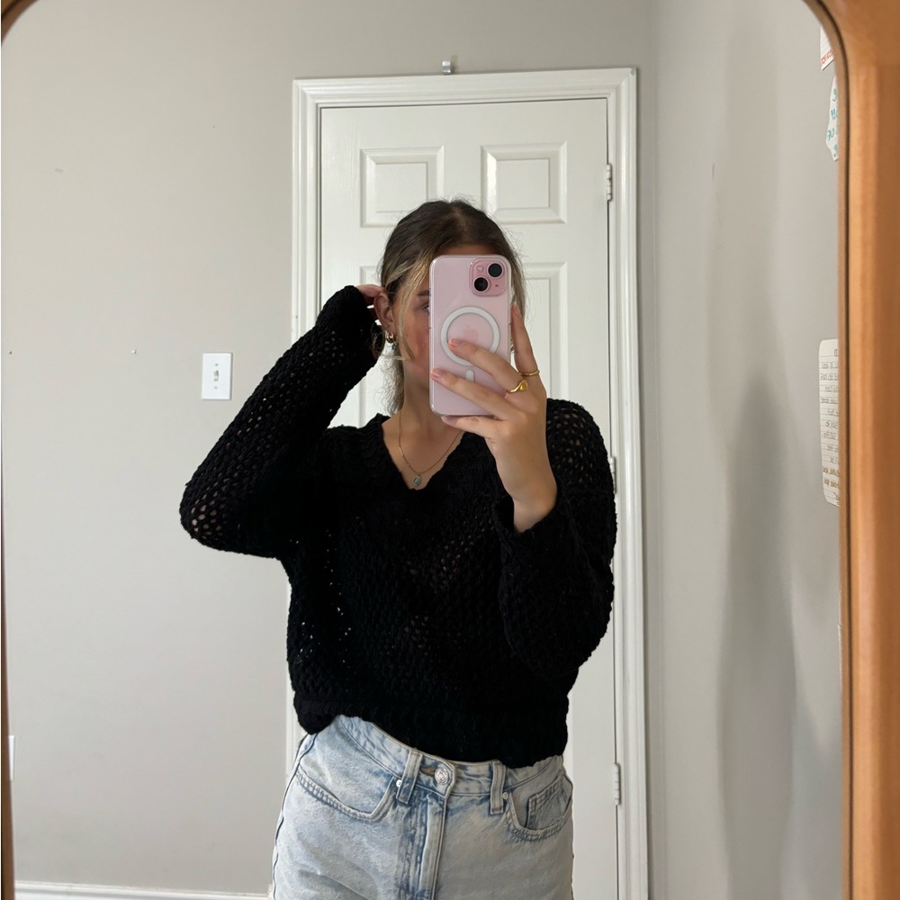 Black fishnet sweater.